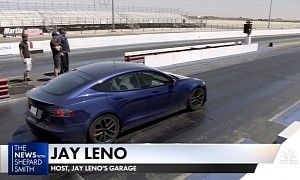 Watch Jay Leno Test the Tesla Model S Plaid’s Acceleration Over the Quarter-Mile