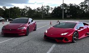 Watch: Lamborghini Huracan EVO takes on Tesla Model S Plaid With a Low Charge