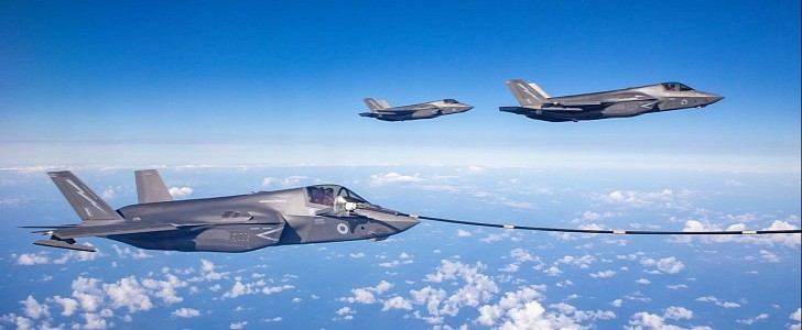 F-35B fighters were refueled by Voyager tankers during the operations