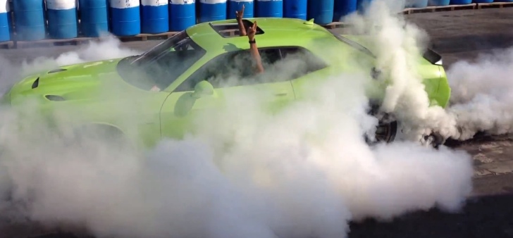 Ralph Gilles Pulling a Monster Burnout in the 2015 Dodge Challenger SRT Hellcat