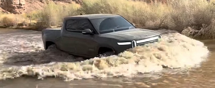 Rivian R1T is good at water fording