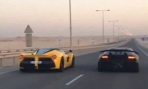 Watch the Lamborghini Sesto Elements Illegally Race the LaFerrari on a Qatar Highway
