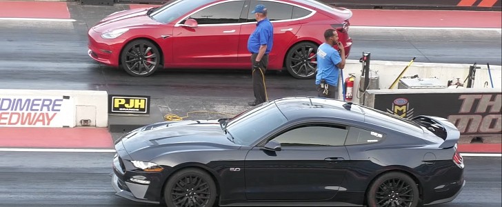 Tesla Model 3 takes on the Ford Mustang GT