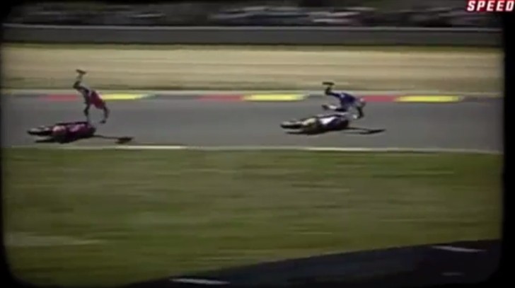 Dual crash action in GP500 in the '90s