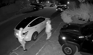 Watch Thieves Drive Off in a Stolen Ram Truck Despite Being Blocked by a Tesla