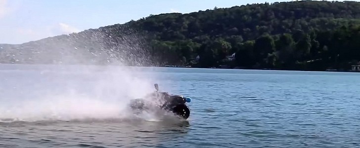 Michael Stallone breaks the world record for the greatest distance driven over water by a remote-controlled (RC) car