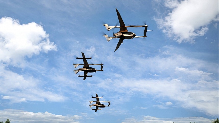 AutoFlight completed a world-first formation flight with three different prototypes of the Prosperity I