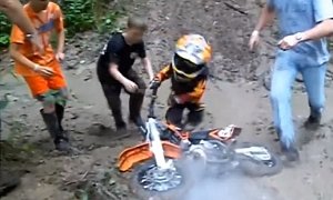 Watching Kids Racing Motorcycles in the Mud Is Super-Funny