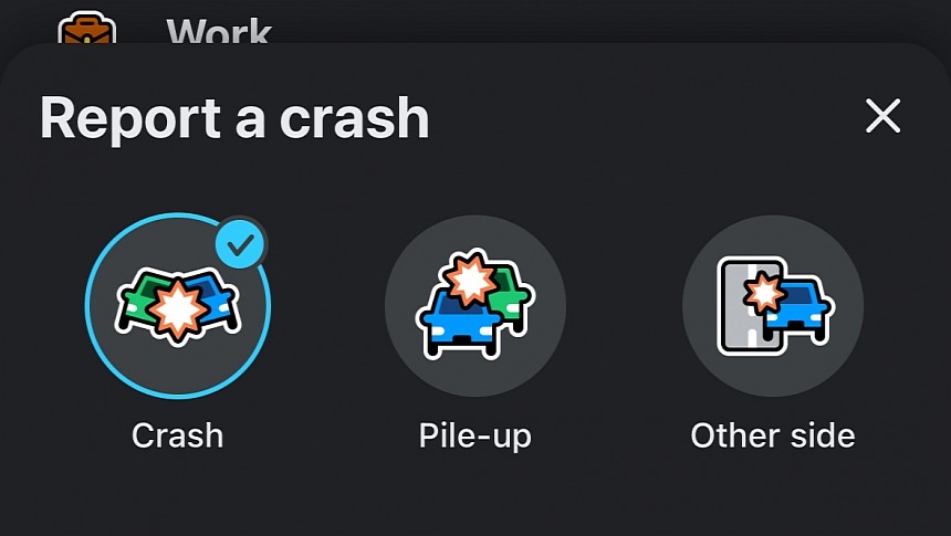 Reporting a crash on Waze