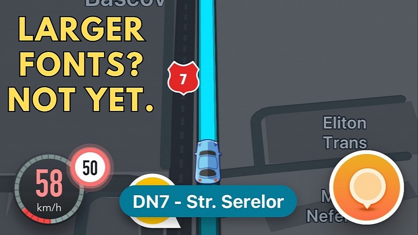 Waze says it's not planning an option to increase the font size