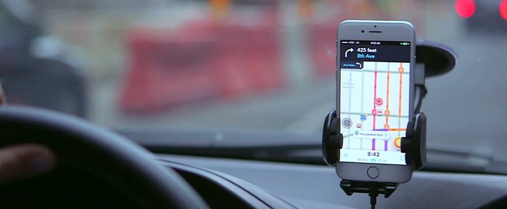 Waze app used in a car