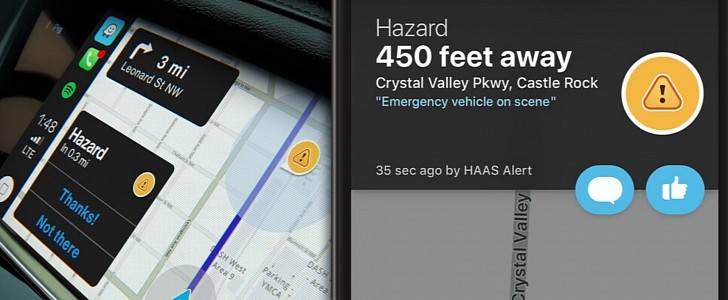 Waze alert sent by HAAS system