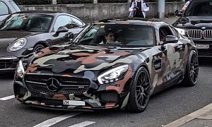 We Wish You Could See This Mercedes-AMG GT S with Camouflage Wrap, but It’s Camouflaged