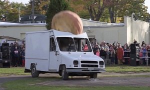 What Happens When a 1,200 lbs Pumpkin Drops on a Van?