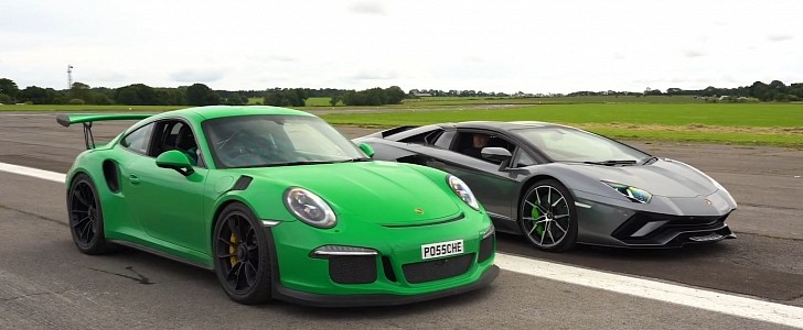What Happens When You Drag Race a Porsche 911 GT3 RS and a Lamborghini Aventador S?