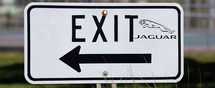 Exit sign with Jaguar logo