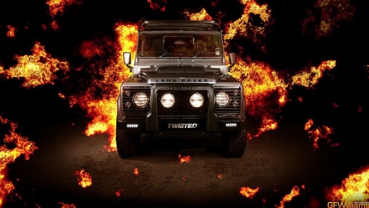 SUV on fire - image manipulation