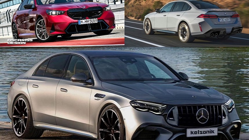 BMW M5 PHEV vs Mercedes-AMG E 63 S renderings