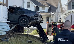 What Were the Odds? Ford Mustang Flies Into a Building on Shelby Street in Indianapolis