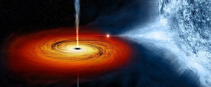 Artist's drawing black hole Cygnus X-1