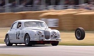 Wheel Comes Off Classic Jaguar and Flies Into the Crowd at Goodwood, No Serious Injuries