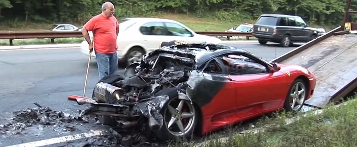 Ferrari 360 burned to a crisp