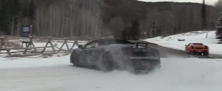 Lamborghini Gallardo drifting on snow