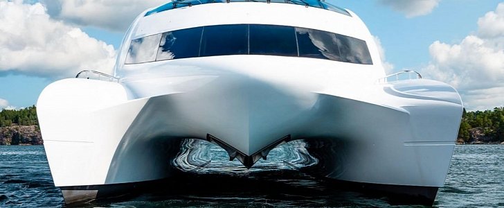 Royal Falcon One, a catamaran designed by Porsche Design Studio