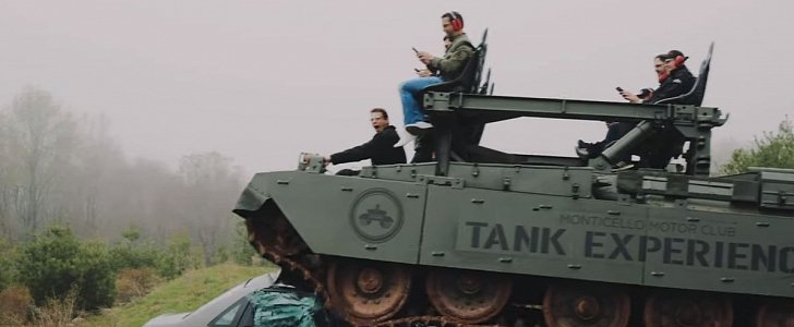 De-stress by driving a tank to crush cars