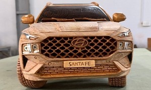 Where Carpentry Meets Art: 2021 Hyundai Santa Fe Wooden Replica Goes for $1,000