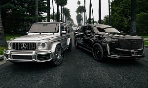 Which Is Cooler: Silver Mercedes-AMG G 63 on 24s or Murdered-Out Escalade on 26s?