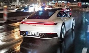 White 2020 Porsche 911 Looks Clean in Stuttgart Traffic