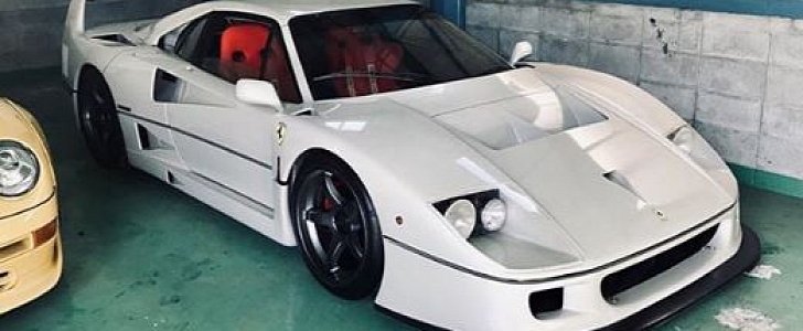 White Ferrari F40 on Custom Wheels