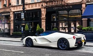 White LaFerrari Gets Matching Blue Wheels and Window Tint, Boredom Defeated