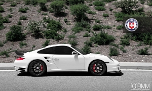 White Porsche 997 Turbo on HRE Wheels