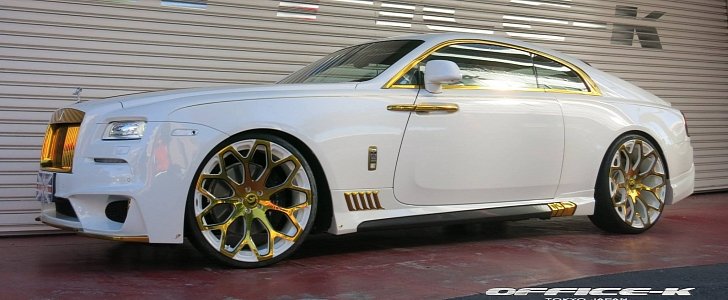 White Rolls-Royce Wraith with Gold Accents from Office-K Is an Eyesore