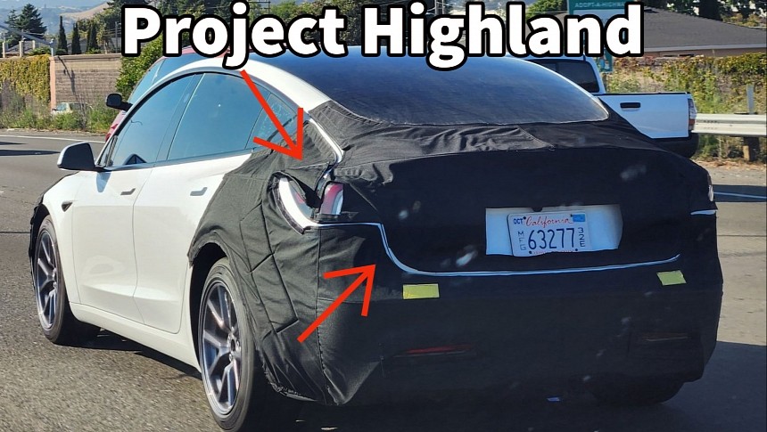 The taillights of the refreshed Tesla Model 3