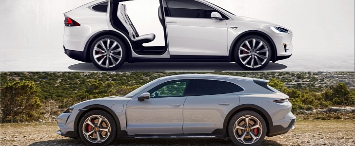 Porsche Taycan Cross Turismo and Tesla Model X