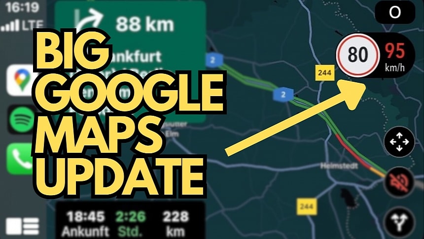 The Google Maps speedometer on CarPlay
