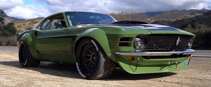 Widebody 1970 Mustang "Ruffian" Looks Killer in Green, Has Side Exhaust and LS 4