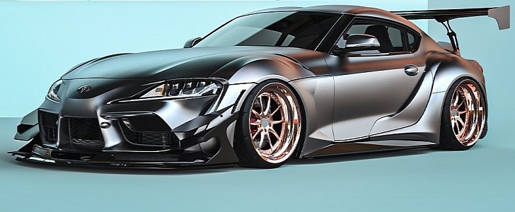 Widebody “Liquid Metal” Toyota GR Supra rendering 