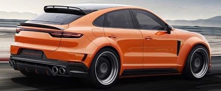 Widebody Porsche Cayenne Turbo Coupe rendering