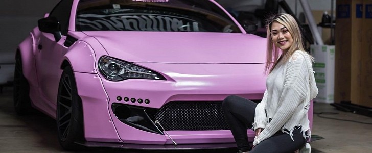 Widebody Scion With Pink Wrap Is the Perfect Gift for Your JDM-Loing Girlfriend