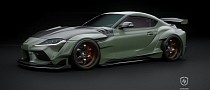 Widebody Toyota GR Supra Has CF Hood and Partly Exposed Wheels for Racy Feel