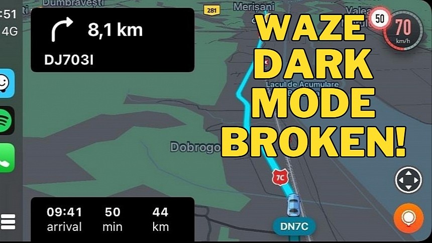 Waze dark mode on CarPlay