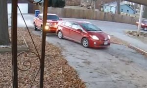 Wife Crashes Into Husband’s Car Right in Their Driveway