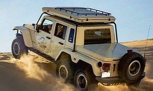 Wild Boar Jeep Wrangler 6x6 Has Guns and a Matching Trailer