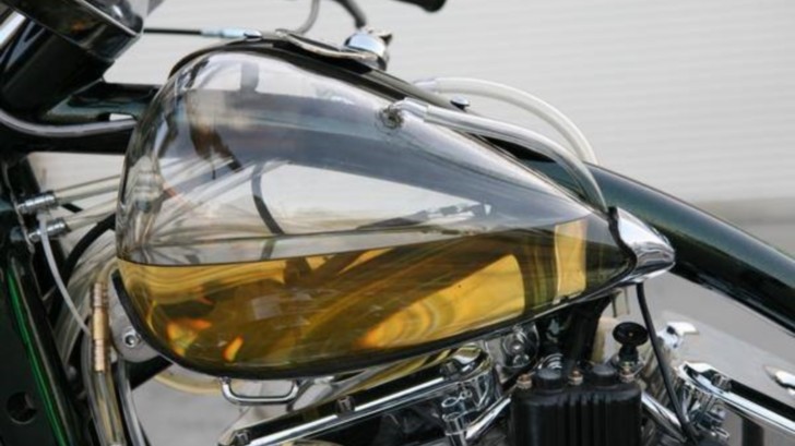 Transparent motorcycle fuel tank