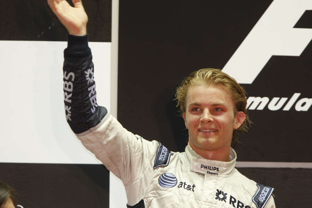 Nico Rosberg, at the podium of the 2008 Singapore Grand Prix