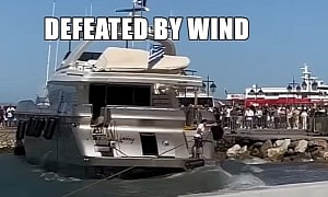 Wind Blows Yacht 'Why' Onto the Beach and Then Into the Pier